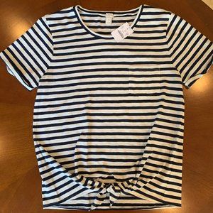 NWT Stripe JCrew Tie Shirt navy and white